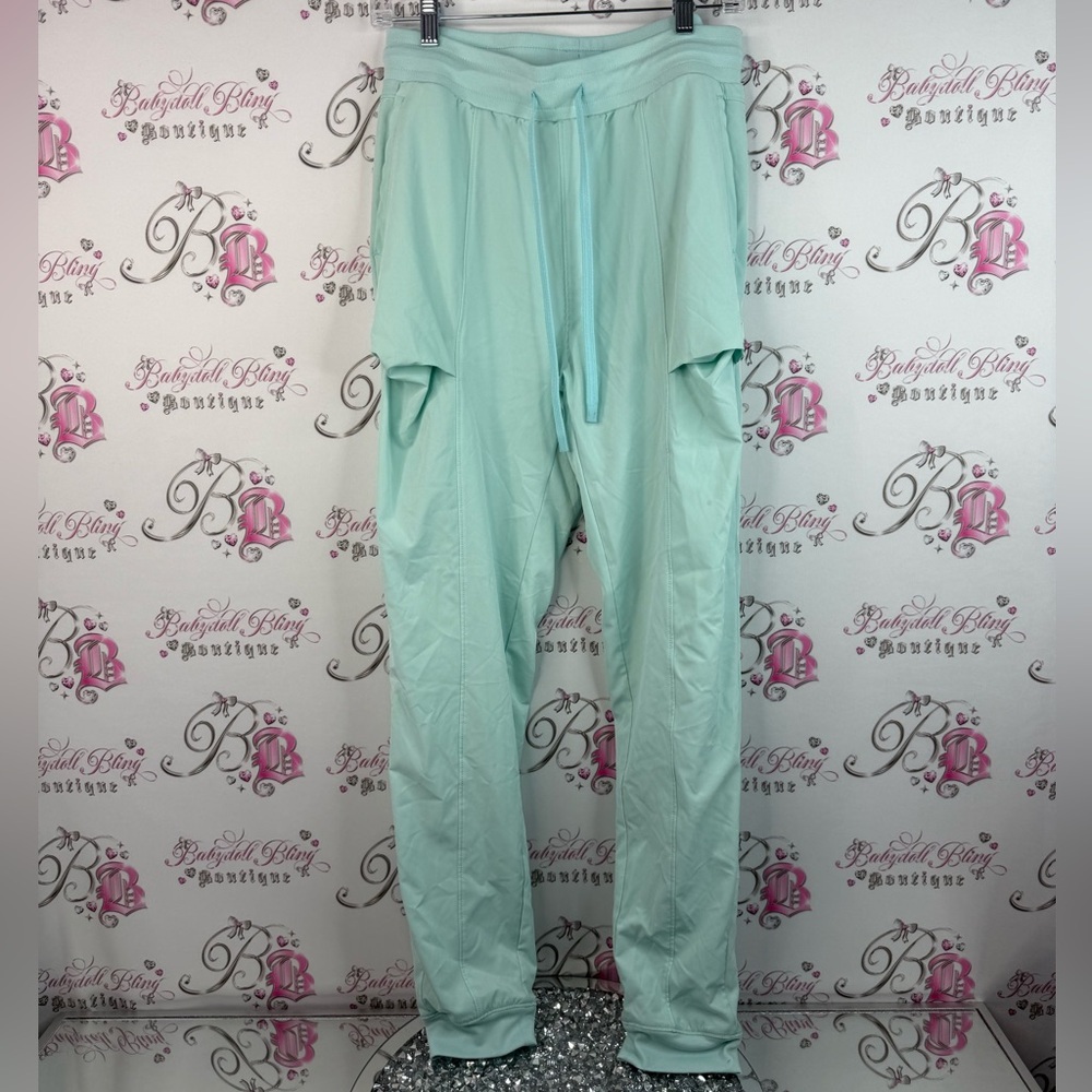 Fila pants joggers cuff hem bottom Light blue mint Green Women's Joggers comfy